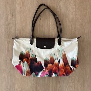 Longchamp Le Pilage Feather Canvas Tote Medium - Good/Fair used condition